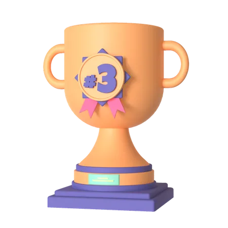 Third Place Trophy  3D Illustration