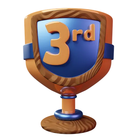 Third Place Trophy 3D Illustration
