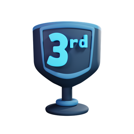 Third Trophy  3D Illustration