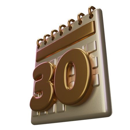 Thirty Calendar 3D Icon