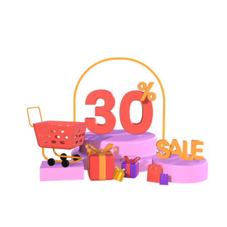 Thirty Percent Discount  3D Icon