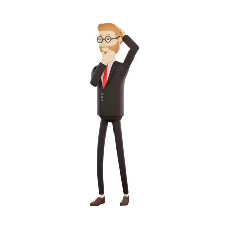 Thoughtful Businessman  3D Illustration