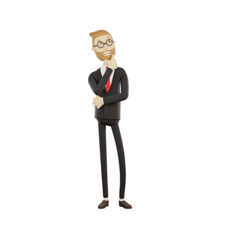 Thoughtful businessman 3D Illustration