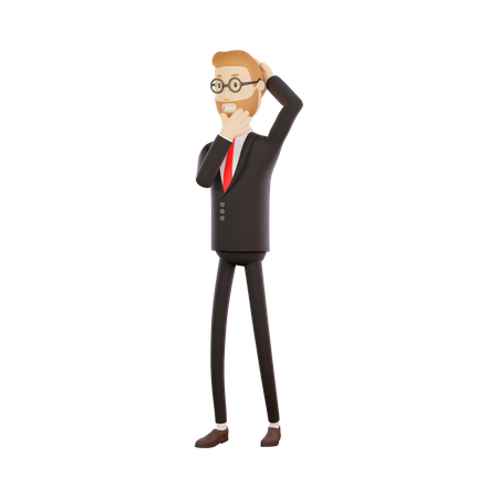Thoughtful Businessman 3D Illustration