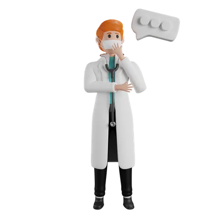 Thoughtful doctor  3D Illustration