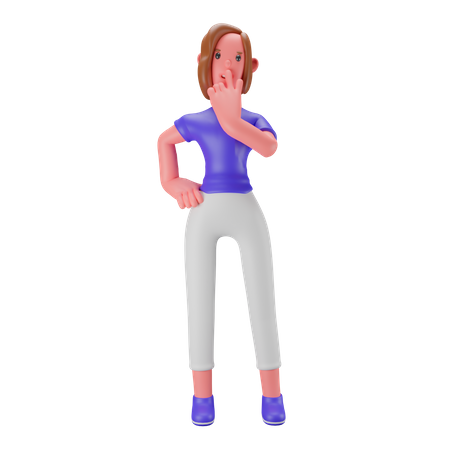Thoughtful Woman 3D Illustration