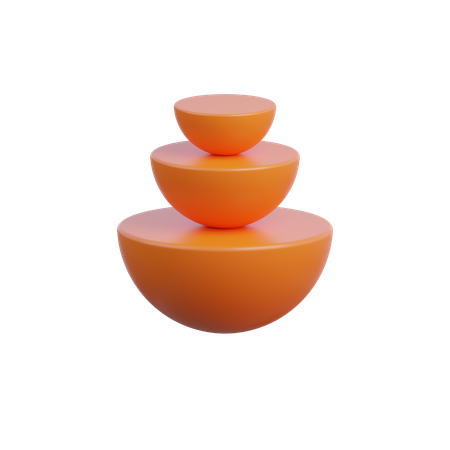 Three Abstract Half Circle  3D Icon