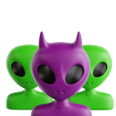 Three Alien  3D Icon