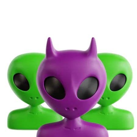 Three Alien  3D Icon