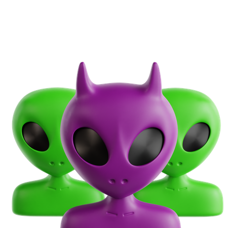 Three Alien  3D Icon