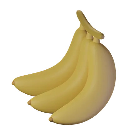 Three Bananas On One Stalk 3D Icon