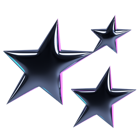 Three Chrome Stars  3D Icon