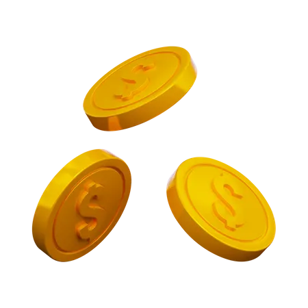 Three Coins  3D Illustration