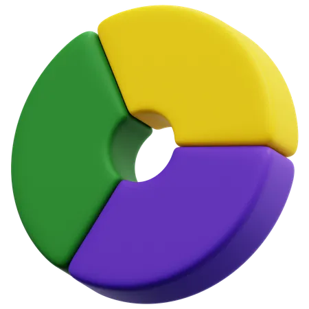 3色ドーナツチャート  3D Icon