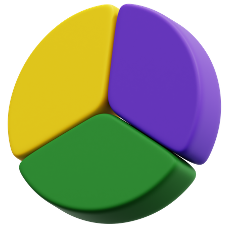 Three Color Pie Chart  3D Icon