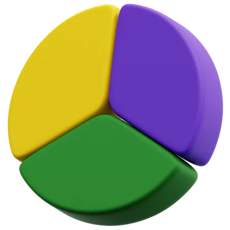 Three Color Pie Chart  3D Icon