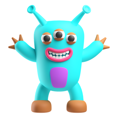 Three Eye Monster  3D Icon