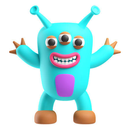 Three Eye Monster  3D Icon