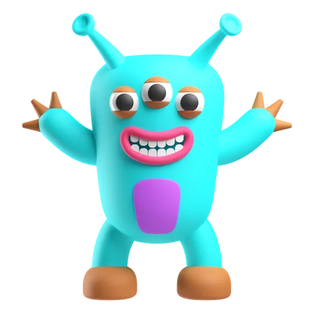 Three Eye Monster  3D Icon