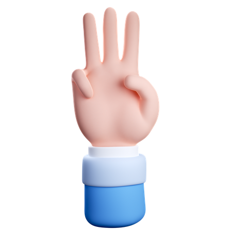 Three Finger Counting Gesture  3D Icon
