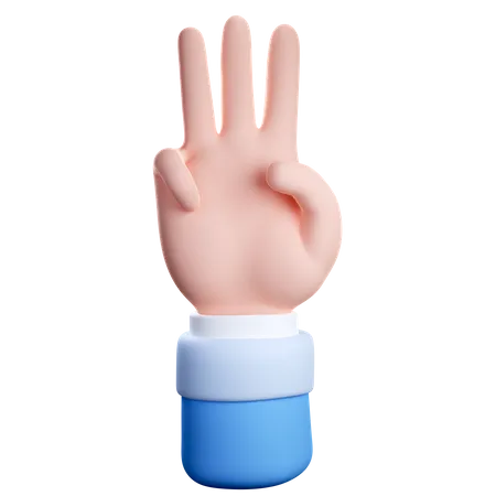 Three Finger Counting Gesture  3D Icon
