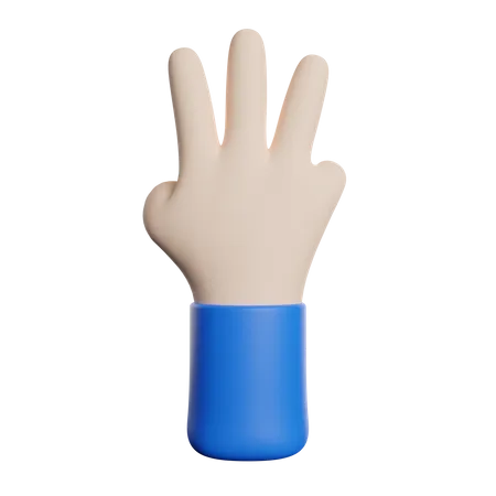 Three Finger Gesture  3D Illustration