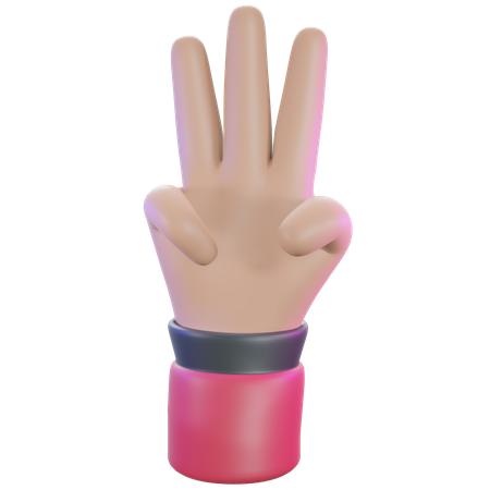 Three Finger gesture 3D Illustration