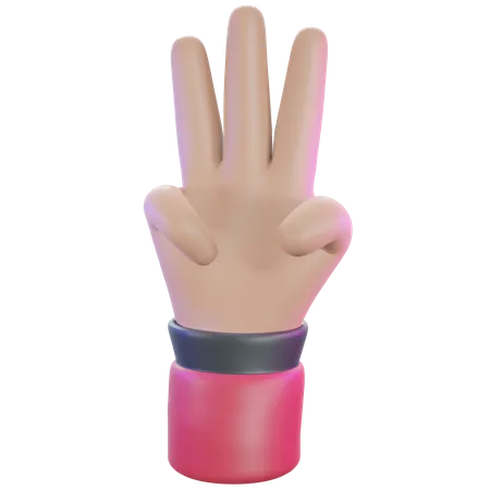 Three Finger gesture  3D Illustration