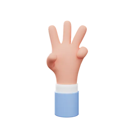 Three Finger Gesture  3D Illustration