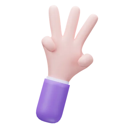 Three Finger Hand  3D Icon