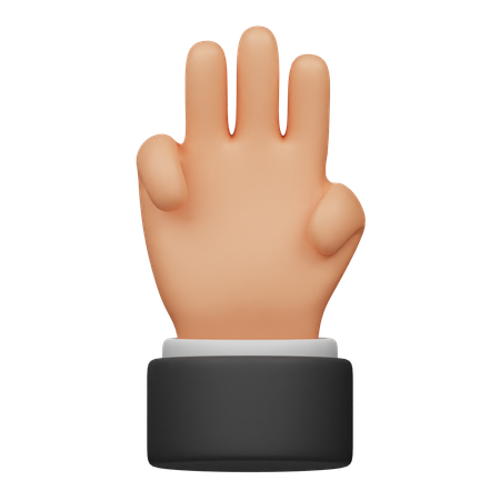 Three Finger Hand  3D Icon