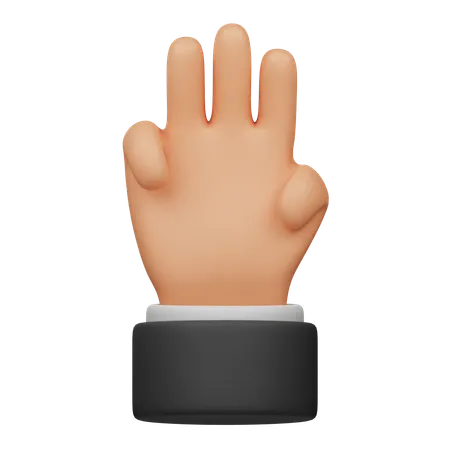 Three Finger Hand  3D Icon