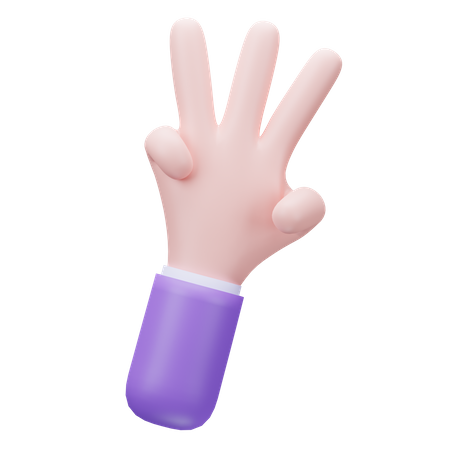 Three Finger Hand  3D Icon