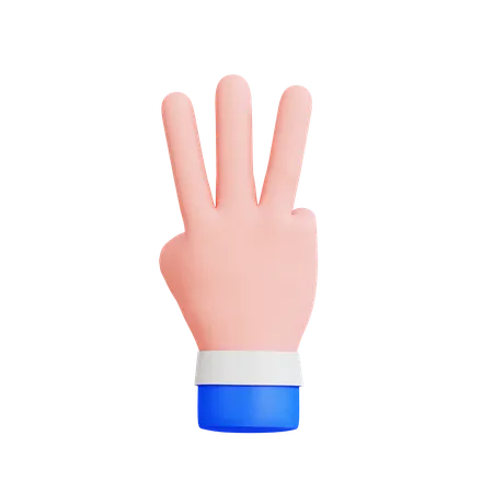 Three Finger Hand Gesture  3D Icon