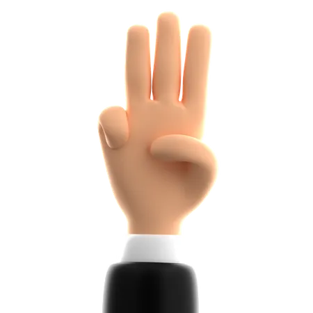 Three Finger Hand Gesture  3D Icon