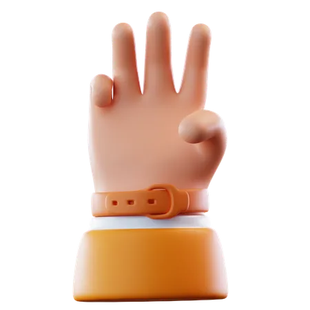 3 D Illustration Three Finger Hand Gesture 3D Icon