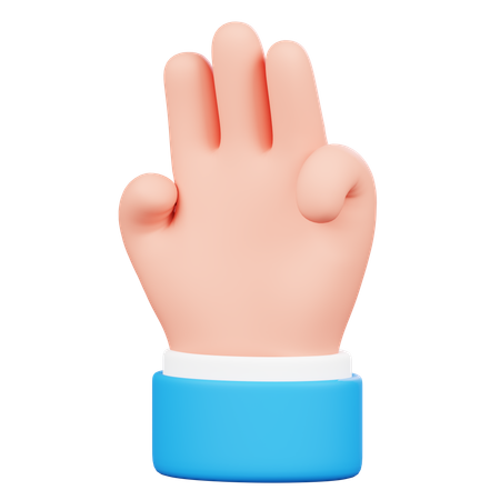 Three Finger Hand Gesture  3D Icon