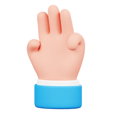 Three Finger Hand Gesture  3D Icon