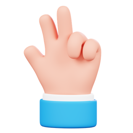 Three Finger Hand Gesture  3D Icon