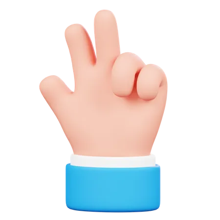 Three Finger Hand Gesture  3D Icon