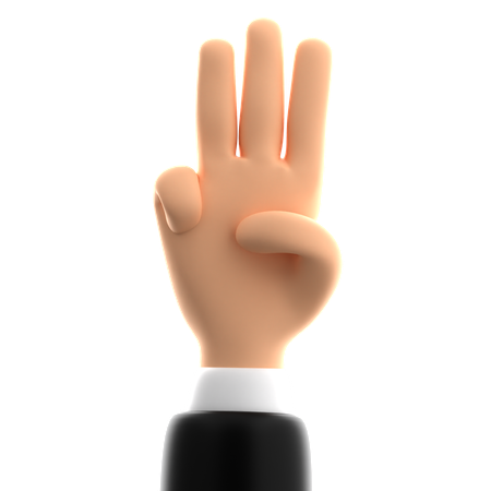 Three Finger Hand Gesture  3D Icon