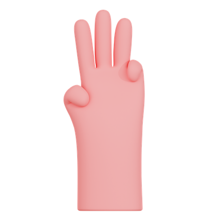 Three Finger Hand Gesture  3D Icon