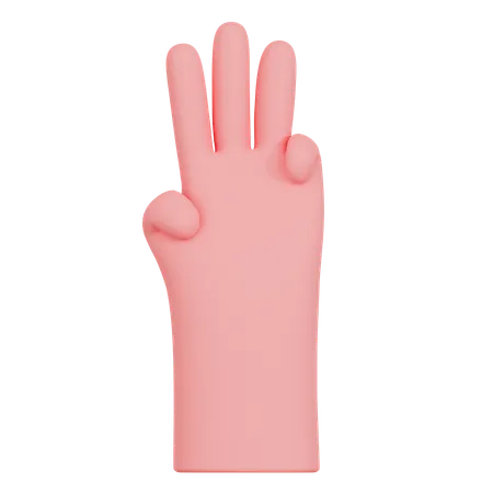 Three Finger Hand Gesture  3D Icon