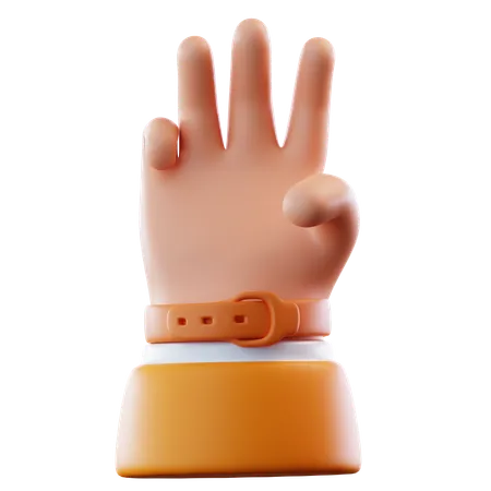 Three Finger Hand Gesture  3D Icon