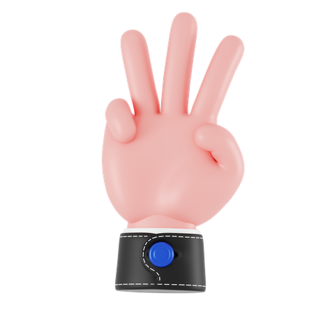 Three Finger Hand Gesture  3D Icon