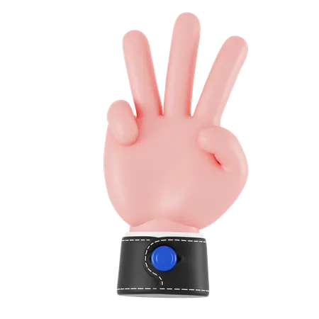 Three Finger Hand Gesture  3D Icon