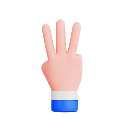 Three Finger Hand Gesture  3D Icon