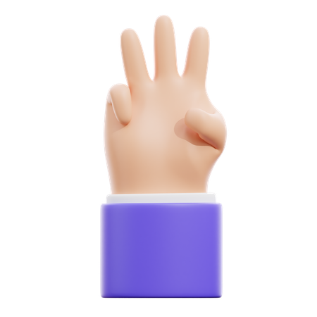 Three Finger Hand Gesture  3D Icon