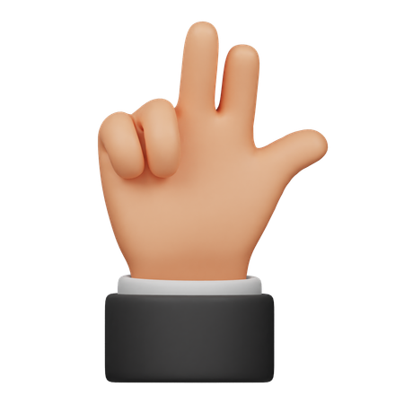 Three Finger Hand Gesture  3D Icon