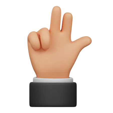 Three Finger Hand Gesture  3D Icon